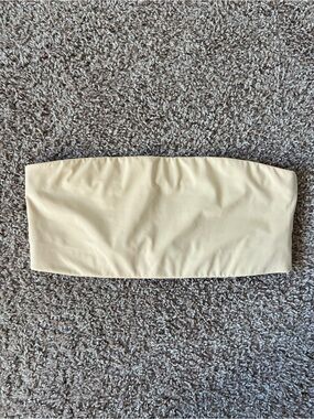 Girlfriend Collective Bandeau Strapless Bra in Butter Yellow / Soft Beige